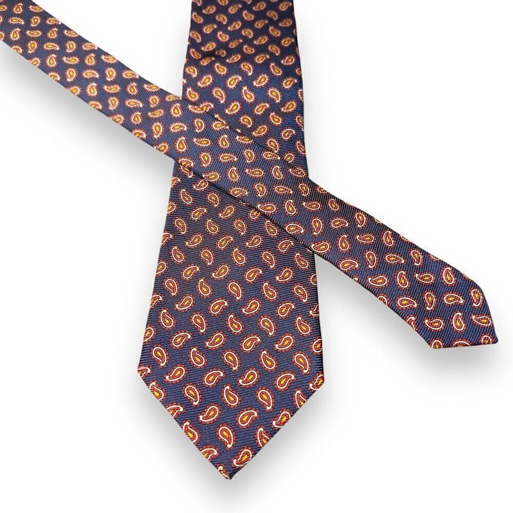 Etro Milano Red & Navy Blue Paisley Made in Italy Necktie